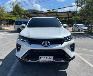 Front view of a rental Toyota Fortuner at Samui Airport, Thailand ✓ Car #8104. ✓ Automatic TM ✓ 1 reviews.