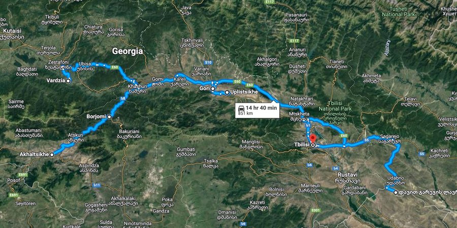 Маршрут 3-дневной автомобильной поездки из Тбилиси