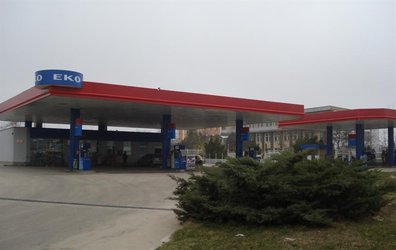 Eco fuel station in Vratsa with green and white design