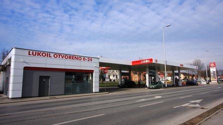 Spacious petrol station with various fuel types at Lukoil station in Pula