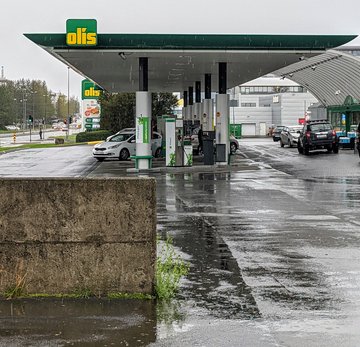 Cars at petrol station in Reykjavik