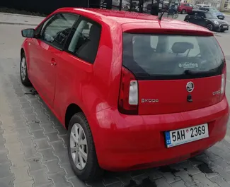 Front view of a rental Skoda Citigo in Prague, Czechia ✓ Car #422. ✓ Manual TM ✓ 0 reviews.