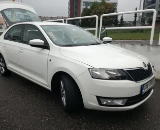 Front view of a rental Skoda Rapid in Prague, Czechia ✓ Car #427. ✓ Automatic TM ✓ 1 reviews.