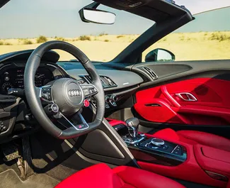 Petrol 5.2L engine of Audi R8 2017 for rental in Dubai.