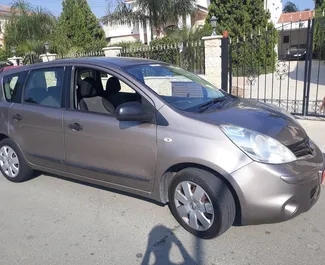 Front view of a rental Nissan Note in Larnaca, Cyprus ✓ Car #828. ✓ Automatic TM ✓ 1 reviews.