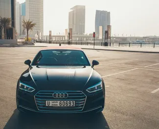 Front view of a rental Audi A5 Cabrio in Dubai, UAE ✓ Car #840. ✓ Automatic TM ✓ 0 reviews.