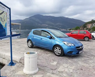 Front view of a rental Opel Corsa in Tivat, Montenegro ✓ Car #1041. ✓ Automatic TM ✓ 0 reviews.