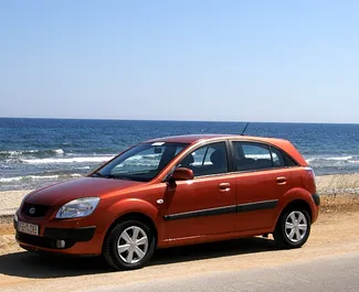Front view of a rental Kia Rio in Crete, Greece ✓ Car #1119. ✓ Manual TM ✓ 0 reviews.