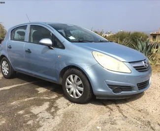 Front view of a rental Opel Corsa in Crete, Greece ✓ Car #1082. ✓ Manual TM ✓ 0 reviews.