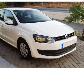 Front view of a rental Volkswagen Polo on Rhodes, Greece ✓ Car #1486. ✓ Manual TM ✓ 0 reviews.