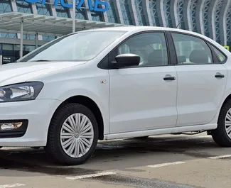 Front view of a rental Volkswagen Polo Sedan at Simferopol Airport, Crimea ✓ Car #1798. ✓ Automatic TM ✓ 0 reviews.