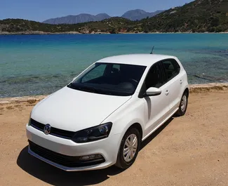 Front view of a rental Volkswagen Polo in Crete, Greece ✓ Car #1782. ✓ Manual TM ✓ 0 reviews.