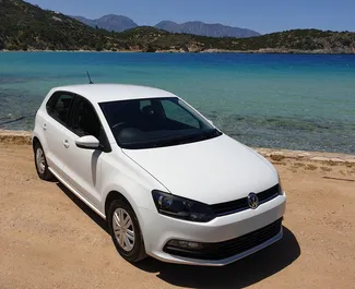 Front view of a rental Volkswagen Polo in Crete, Greece ✓ Car #1781. ✓ Manual TM ✓ 0 reviews.