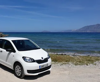 Front view of a rental Skoda Citigo in Crete, Greece ✓ Car #1759. ✓ Automatic TM ✓ 0 reviews.