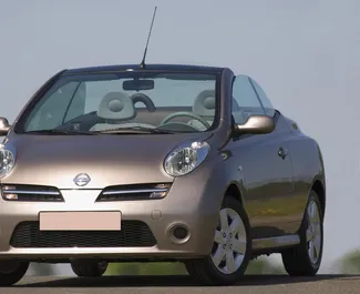 Front view of a rental Nissan Micra Cabrio in Crete, Greece ✓ Car #1791. ✓ Manual TM ✓ 0 reviews.