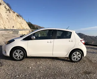 Front view of a rental Toyota Yaris in Rafailovici, Montenegro ✓ Car #1689. ✓ Automatic TM ✓ 7 reviews.