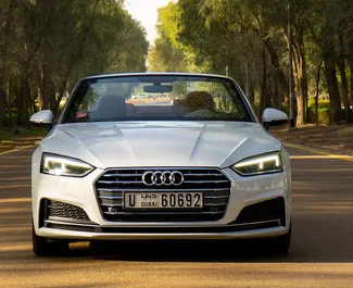 Front view of a rental Audi A5 Cabrio in Dubai, UAE ✓ Car #843. ✓ Automatic TM ✓ 0 reviews.