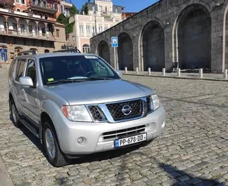 Front view of a rental Nissan Pathfinder in Tbilisi, Georgia ✓ Car #1315. ✓ Automatic TM ✓ 0 reviews.