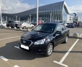 Front view of a rental Datsun On-do at Simferopol Airport, Crimea ✓ Car #1824. ✓ Automatic TM ✓ 0 reviews.