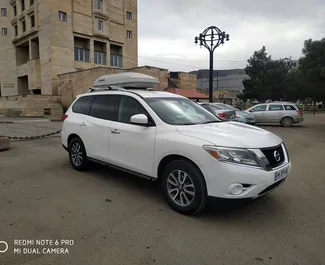Front view of a rental Nissan Pathfinder in Tbilisi, Georgia ✓ Car #2029. ✓ Automatic TM ✓ 0 reviews.