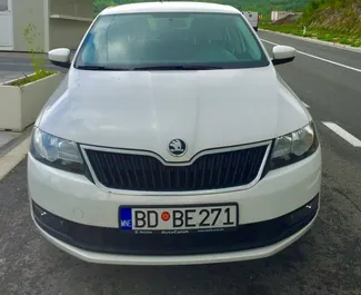 Front view of a rental Skoda Rapid in Budva, Montenegro ✓ Car #2025. ✓ Automatic TM ✓ 1 reviews.