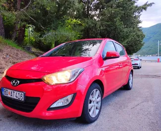 Front view of a rental Hyundai i20 in Budva, Montenegro ✓ Car #2033. ✓ Automatic TM ✓ 4 reviews.