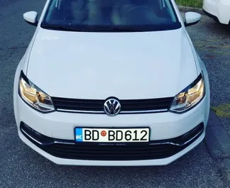 Front view of a rental Volkswagen Polo in Budva, Montenegro ✓ Car #1058. ✓ Automatic TM ✓ 3 reviews.