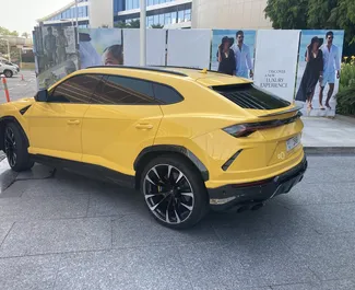 Lamborghini Urus 2020 car hire in the UAE, featuring ✓ Petrol fuel and 600 horsepower ➤ Starting from 2596 AED per day.