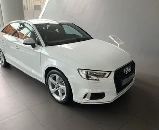 Front view of a rental Audi A3 in Dubai, UAE ✓ Car #2298. ✓ Automatic TM ✓ 0 reviews.