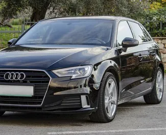 Front view of a rental Audi A3 in Becici, Montenegro ✓ Car #2472. ✓ Automatic TM ✓ 0 reviews.