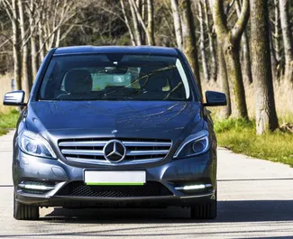 Front view of a rental Mercedes-Benz B180 in Becici, Montenegro ✓ Car #2467. ✓ Automatic TM ✓ 0 reviews.