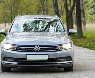 Front view of a rental Volkswagen Passat SW in Becici, Montenegro ✓ Car #2486. ✓ Automatic TM ✓ 0 reviews.