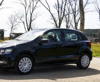 Front view of a rental Volkswagen Polo in Becici, Montenegro ✓ Car #2460. ✓ Automatic TM ✓ 0 reviews.