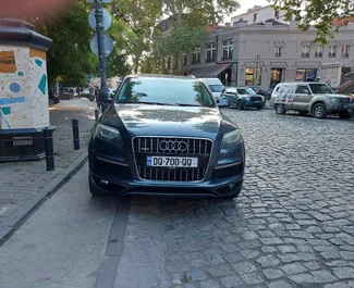 Front view of a rental Audi Q7 in Tbilisi, Georgia ✓ Car #2073. ✓ Automatic TM ✓ 2 reviews.
