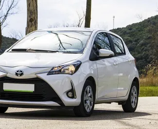 Front view of a rental Toyota Yaris in Becici, Montenegro ✓ Car #2377. ✓ Automatic TM ✓ 2 reviews.