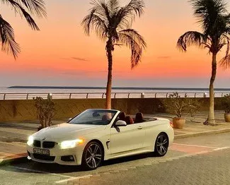 Front view of a rental BMW 435i Cabrio in Dubai, UAE ✓ Car #3048. ✓ Automatic TM ✓ 0 reviews.