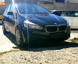 Front view of a rental BMW 220 Activ Tourer at Burgas Airport, Bulgaria ✓ Car #2871. ✓ Automatic TM ✓ 0 reviews.
