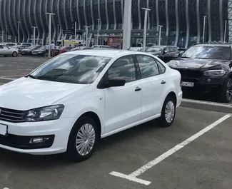 Front view of a rental Volkswagen Polo Sedan at Simferopol Airport, Crimea ✓ Car #1820. ✓ Automatic TM ✓ 0 reviews.