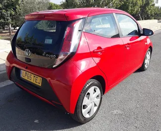 Toyota Aygo 2018 car hire in Cyprus, featuring ✓ Petrol fuel and 69 horsepower ➤ Starting from 23 EUR per day.