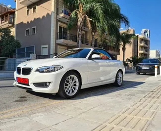 Front view of a rental BMW 218i Cabrio in Limassol, Cyprus ✓ Car #3298. ✓ Automatic TM ✓ 0 reviews.