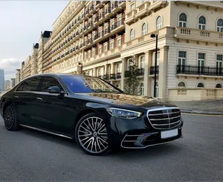 Front view of a rental Mercedes-Benz S-Class in Baku, Azerbaijan ✓ Car #3548. ✓ Automatic TM ✓ 0 reviews.