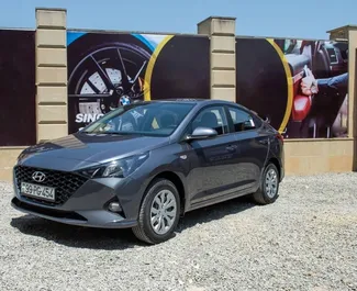 Front view of a rental Hyundai Accent in Baku, Azerbaijan ✓ Car #3593. ✓ Automatic TM ✓ 0 reviews.