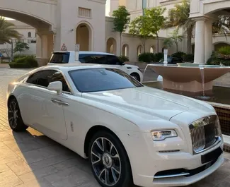Front view of a rental Rolls-Royce Wraith in Dubai, UAE ✓ Car #3410. ✓ Automatic TM ✓ 0 reviews.