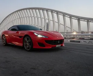Ferrari Portofino 2020 car hire in the UAE, featuring ✓ Petrol fuel and 592 horsepower ➤ Starting from 6885 AED per day.