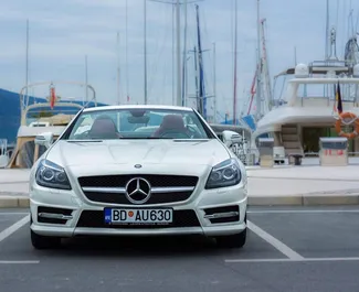 Front view of a rental Mercedes-Benz SLK Cabrio in Rafailovici, Montenegro ✓ Car #3761. ✓ Automatic TM ✓ 0 reviews.