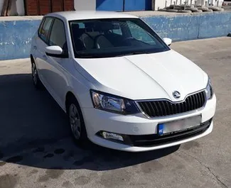 Front view of a rental Skoda Fabia in Tivat, Montenegro ✓ Car #3879. ✓ Manual TM ✓ 0 reviews.