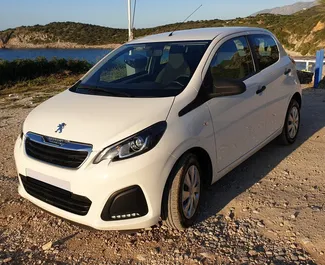 Front view of a rental Peugeot 108 in Crete, Greece ✓ Car #4008. ✓ Manual TM ✓ 0 reviews.