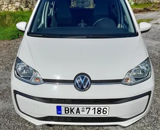 Front view of a rental Volkswagen Up in Crete, Greece ✓ Car #4092. ✓ Manual TM ✓ 0 reviews.