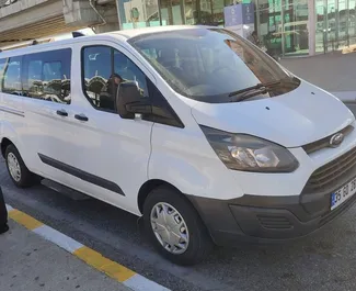 Front view of a rental Ford Tourneo Custom at Antalya Airport, Turkey ✓ Car #4188. ✓ Manual TM ✓ 0 reviews.