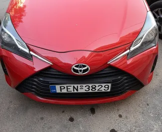 Front view of a rental Toyota Yaris in Crete, Greece ✓ Car #1555. ✓ Manual TM ✓ 2 reviews.